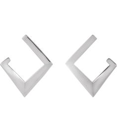 88586 Earring Sterling Silver Pair Friction Backs Included Polished Geometric Front-Back Hoop Earrings