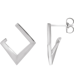 88586 Earring Platinum Right Friction Back Included Polished Geometric Front-Back Hoop Earring