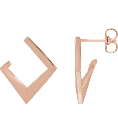 88586 Earring 14K Rose Pair Friction Backs Included Polished Geometric Front-Back Hoop Earrings