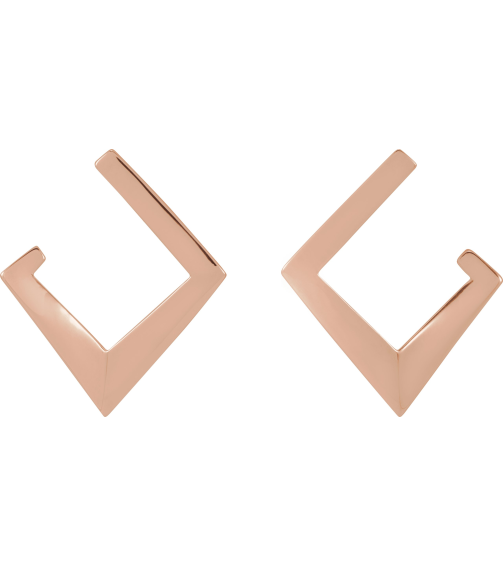 88586 Earring 14K Rose Pair Friction Backs Included Polished Geometric Front-Back Hoop Earrings