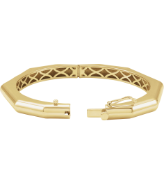 Brc949 Bracelet 14K Yellow 7 In Polished Geometric Hinged Bangle Bracelet