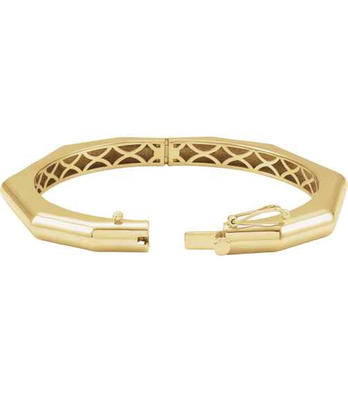 Brc949 Bracelet 14K Yellow 7 In Polished Geometric Hinged Bangle Bracelet
