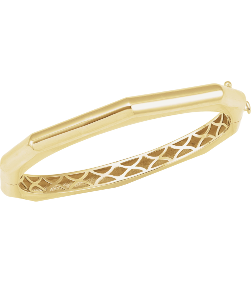 Brc949 Bracelet 14K Yellow 7 In Polished Geometric Hinged Bangle Bracelet