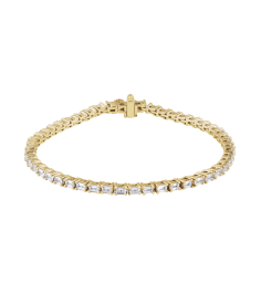 Brc952 Bracelet Set 14K Yellow Emerald Lab-Grown Diamond 3 X 2.1Mm 5 Ctw Si, G-H 7 In Polished 5 Ctw Lab-Grown Diamond Line Bracelet