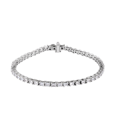 Brc952 Bracelet Set 14K White Emerald Lab-Grown Diamond 3 X 2.1Mm 5 Ctw Si, G-H 7 In Polished 5 Ctw Lab-Grown Diamond Line Bracelet