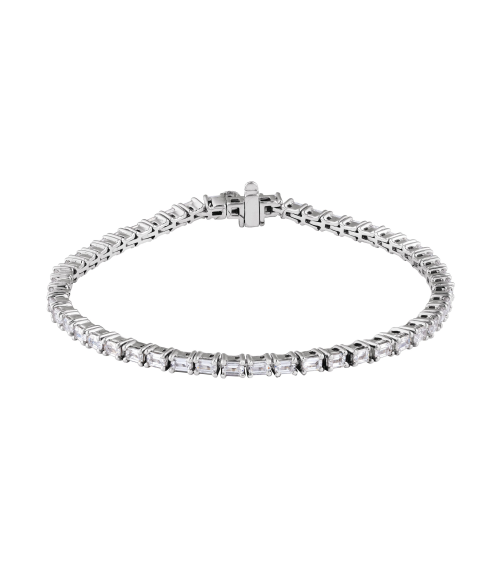 Brc952 Bracelet Set 14K White Emerald Lab-Grown Diamond 3 X 2.1Mm 5 Ctw Si, G-H 7 In Polished 5 Ctw Lab-Grown Diamond Line Bracelet