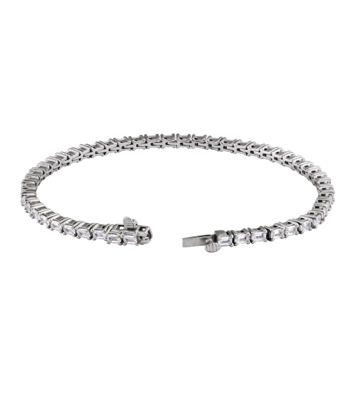 Brc952 Bracelet Set 14K White Emerald Lab-Grown Diamond 3 X 2.1Mm 5 Ctw Si, G-H 7 In Polished 5 Ctw Lab-Grown Diamond Line Bracelet