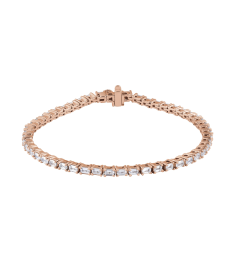 Brc952 Bracelet Set 14K Rose Emerald Lab-Grown Diamond 3 X 2.1Mm 5 Ctw Si, G-H 7 In Polished 5 Ctw Lab-Grown Diamond Line Bracelet