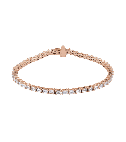 Brc952 Bracelet Set 14K Rose Emerald Lab-Grown Diamond 3 X 2.1Mm 5 Ctw Si, G-H 7 In Polished 5 Ctw Lab-Grown Diamond Line Bracelet