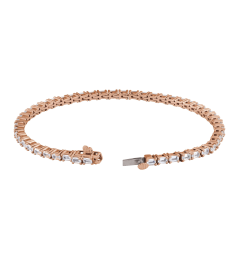 Brc952 Bracelet Set 14K Rose Emerald Lab-Grown Diamond 3 X 2.1Mm 5 Ctw Si, G-H 7 In Polished 5 Ctw Lab-Grown Diamond Line Bracelet