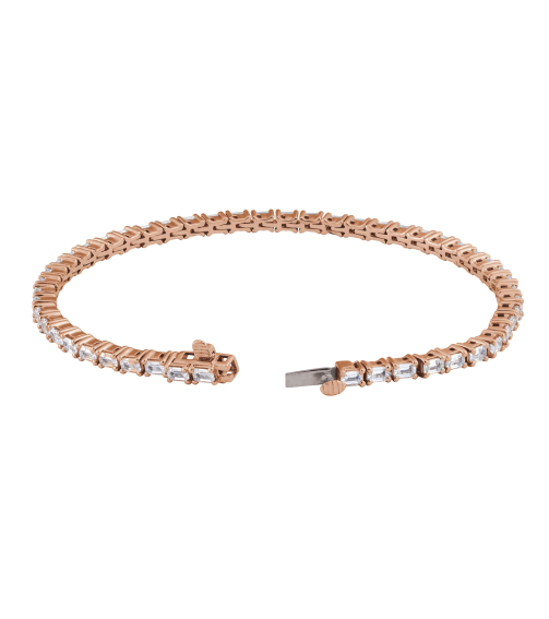 Brc952 Bracelet Set 14K Rose Emerald Lab-Grown Diamond 3 X 2.1Mm 5 Ctw Si, G-H 7 In Polished 5 Ctw Lab-Grown Diamond Line Bracelet