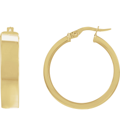 689088 Earring 14K Yellow 23 Mm 6 Mm Pair Catch Polished Hollow Flat Tube Hoop Earrings