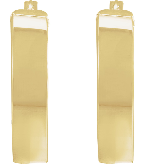 689088 Earring 14K Yellow 23 Mm 6 Mm Pair Catch Polished Hollow Flat Tube Hoop Earrings