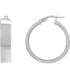 689088 Earring Sterling Silver 23 Mm 6 Mm Pair Hinged Polished Hollow Flat Tube Hoop Earrings