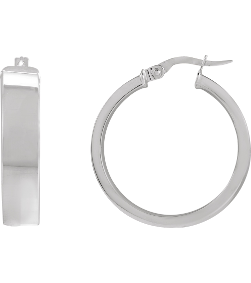 689088 Earring Sterling Silver 23 Mm 6 Mm Pair Hinged Polished Hollow Flat Tube Hoop Earrings