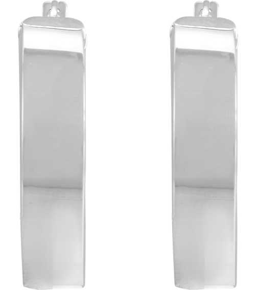 689088 Earring Sterling Silver 23 Mm 6 Mm Pair Hinged Polished Hollow Flat Tube Hoop Earrings