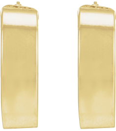 689088 Earring 14K Yellow 15 Mm 6 Mm Pair Catch Polished Hollow Flat Tube Hoop Earrings