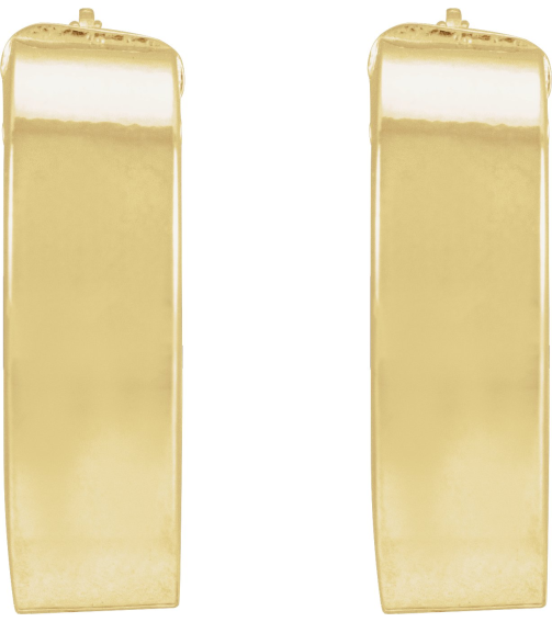 689088 Earring 14K Yellow 15 Mm 6 Mm Pair Catch Polished Hollow Flat Tube Hoop Earrings