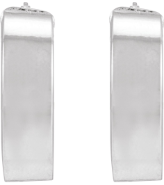 689088 Earring Sterling Silver 15 Mm 6 Mm Pair Catch Polished Hollow Flat Tube Hoop Earrings