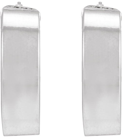 689088 Earring Sterling Silver 15 Mm 6 Mm Pair Catch Polished Hollow Flat Tube Hoop Earrings