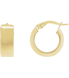 689088 Earring 14K Yellow 10 Mm 6 Mm Pair Catch Polished Hollow Flat Tube Hoop Earrings