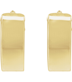 689088 Earring 14K Yellow 10 Mm 6 Mm Pair Catch Polished Hollow Flat Tube Hoop Earrings