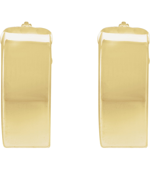 689088 Earring 14K Yellow 10 Mm 6 Mm Pair Catch Polished Hollow Flat Tube Hoop Earrings