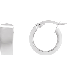 689088 Earring 14K White 10 Mm 6 Mm Pair Hinged Polished Hollow Flat Tube Hoop Earrings