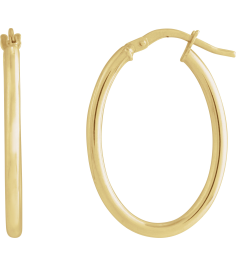 689089 Earring 14K Yellow 28 X 18.5 Mm 6 Mm Pair Catch Polished Hollow Elongated Oval Tube Hoop Earrings