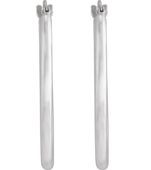 689089 Earring 14K White 28 X 18.5 Mm 2 Mm Pair Hinged Polished Hollow Elongated Oval Tube Hoop Earrings