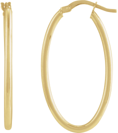 689089 Earring 14K Yellow 34.3 X 18.5 Mm 6 Mm Pair Catch Polished Hollow Elongated Oval Tube Hoop Earrings