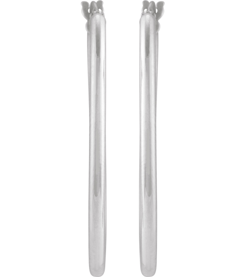 689089 Earring 14K White 34.3 X 18.5 Mm 2 Mm Pair Hinged Polished Hollow Elongated Oval Tube Hoop Earrings