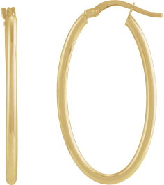 689089 Earring 14K Yellow 41.5 X 19 Mm 6 Mm Pair Catch Polished Hollow Elongated Oval Tube Hoop Earrings