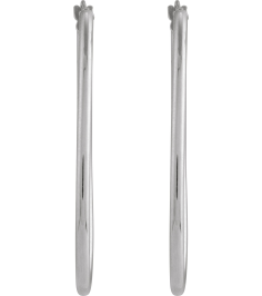 689089 Earring 14K White 41.5 X 19 Mm 2 Mm Pair Hinged Polished Hollow Elongated Oval Tube Hoop Earrings