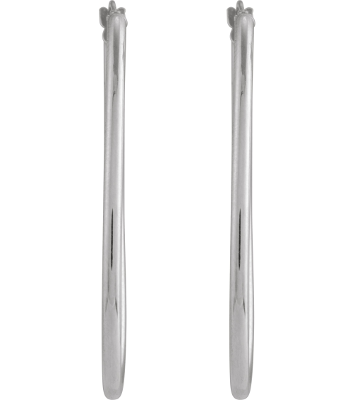 689089 Earring 14K White 41.5 X 19 Mm 2 Mm Pair Hinged Polished Hollow Elongated Oval Tube Hoop Earrings