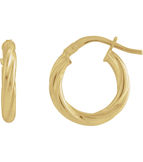 689090 Earring 14K Yellow 15 Mm 2.5 Mm Pair Catch Polished Hollow Twisted Hoop Earrings