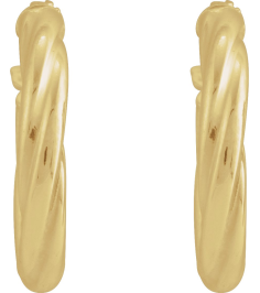 689090 Earring 14K Yellow 15 Mm 2.5 Mm Pair Catch Polished Hollow Twisted Hoop Earrings