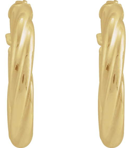 689090 Earring 14K Yellow 15 Mm 2.5 Mm Pair Catch Polished Hollow Twisted Hoop Earrings