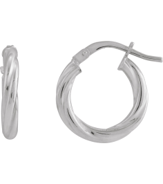 689090 Earring 14K White 15 Mm 2.5 Mm Pair Hinged Polished Hollow Twisted Hoop Earrings