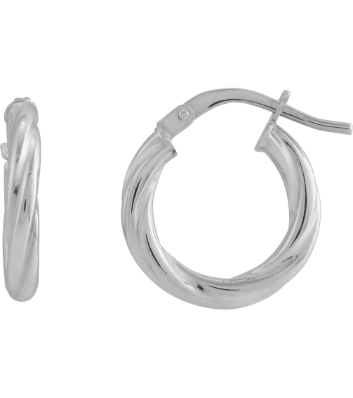 689090 Earring 14K White 15 Mm 2.5 Mm Pair Hinged Polished Hollow Twisted Hoop Earrings