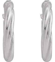 689090 Earring 14K White 15 Mm 2.5 Mm Pair Hinged Polished Hollow Twisted Hoop Earrings