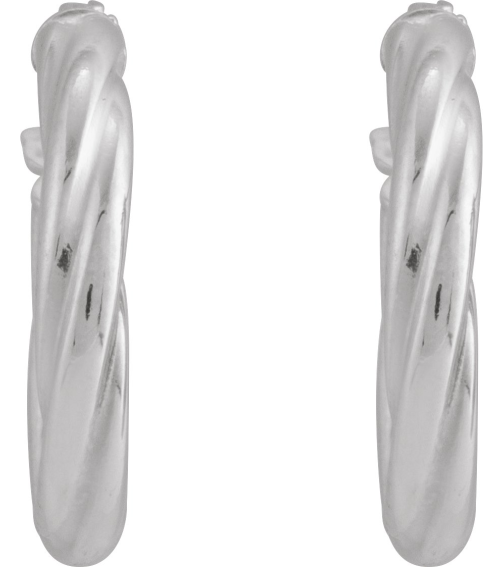 689090 Earring 14K White 15 Mm 2.5 Mm Pair Hinged Polished Hollow Twisted Hoop Earrings