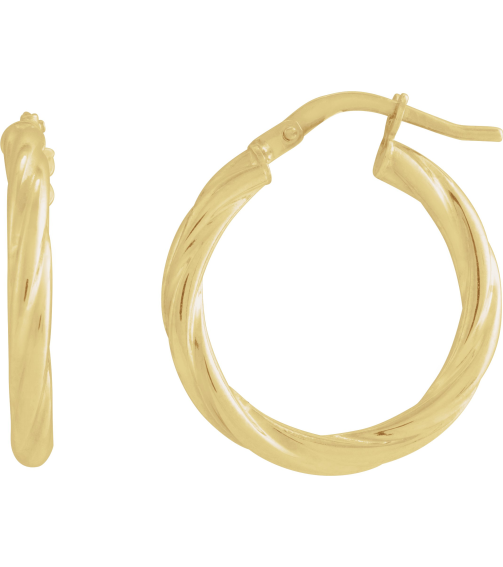 689090 Earring 14K Yellow 20 Mm 2.5 Mm Pair Catch Polished Hollow Twisted Hoop Earrings