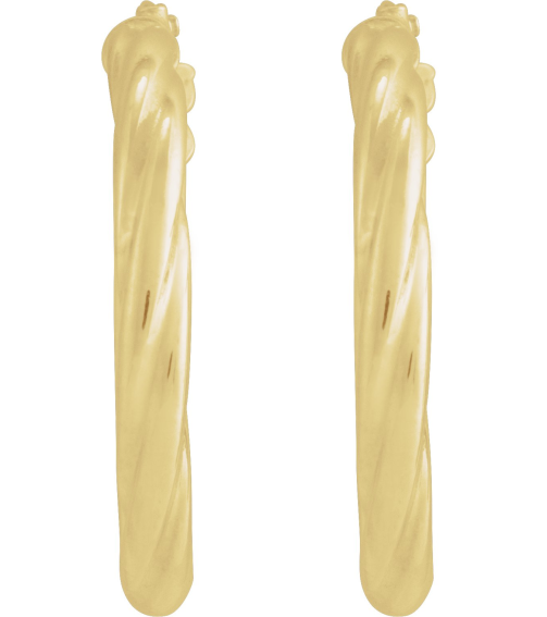 689090 Earring 14K Yellow 20 Mm 2.5 Mm Pair Catch Polished Hollow Twisted Hoop Earrings