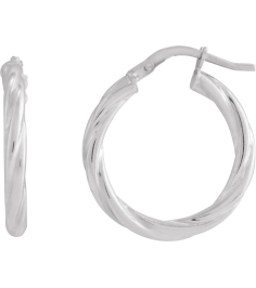 689090 Earring 14K White 20 Mm 2.5 Mm Pair Hinged Polished Hollow Twisted Hoop Earrings