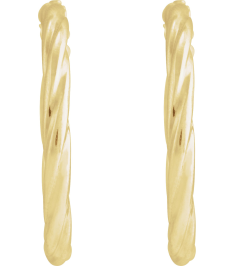 689090 Earring 14K Yellow 25 Mm 2.5 Mm Pair Catch Polished Hollow Twisted Hoop Earrings