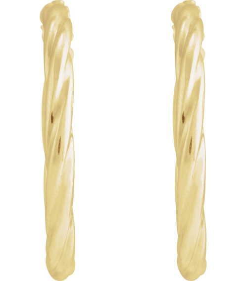 689090 Earring 14K Yellow 25 Mm 2.5 Mm Pair Catch Polished Hollow Twisted Hoop Earrings