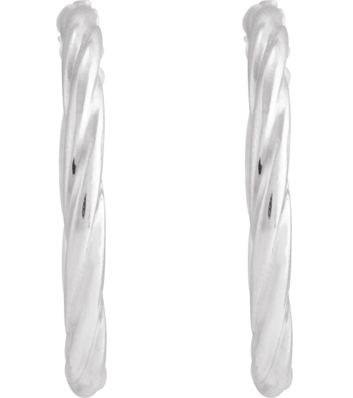 689090 Earring 14K White 25 Mm 2.5 Mm Pair Hinged Polished Hollow Twisted Hoop Earrings