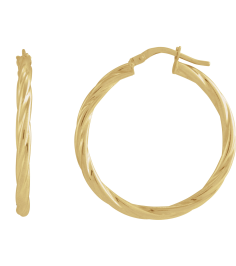 689090 Earring 14K Yellow 30 Mm 2.5 Mm Pair Catch Polished Hollow Twisted Hoop Earrings