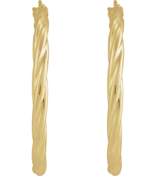 689090 Earring 14K Yellow 30 Mm 2.5 Mm Pair Catch Polished Hollow Twisted Hoop Earrings